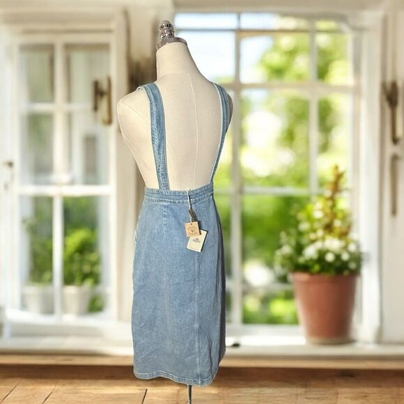Faherty Organic Cotton Denim Remi Dress Blue Hanalei Wash Midi Pockets Jumper - Picture 9 of 15